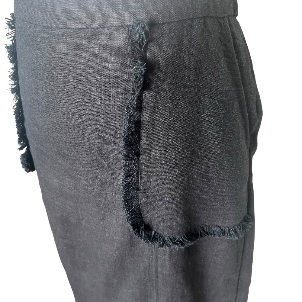 J.Crew Heavyweight Linen Fringe Pencil MIDI Skirt in Black Size 12 - Picture 9 of 9